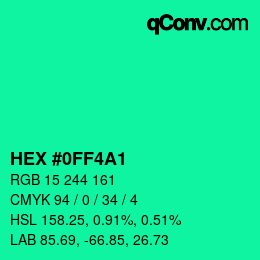 カラーコード: HEX #0FF4A1 | qconv.com