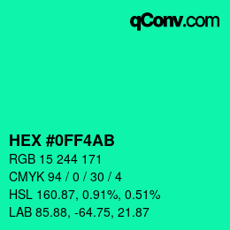 カラーコード: HEX #0FF4AB | qconv.com