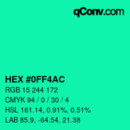 カラーコード: HEX #0FF4AC | qconv.com
