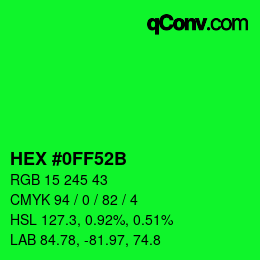 Color code: HEX #0FF52B | qconv.com