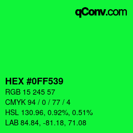 Color code: HEX #0FF539 | qconv.com