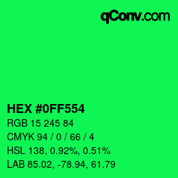 Color code: HEX #0FF554 | qconv.com