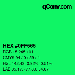 Color code: HEX #0FF565 | qconv.com