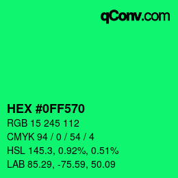 カラーコード: HEX #0FF570 | qconv.com