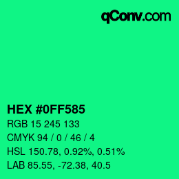 Color code: HEX #0FF585 | qconv.com