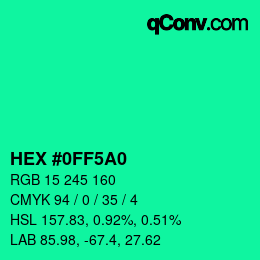 カラーコード: HEX #0FF5A0 | qconv.com
