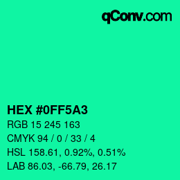 Color code: HEX #0FF5A3 | qconv.com