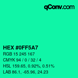 Color code: HEX #0FF5A7 | qconv.com