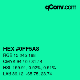 Color code: HEX #0FF5A8 | qconv.com