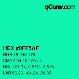 颜色代码: HEX #0FF5AF | qconv.com