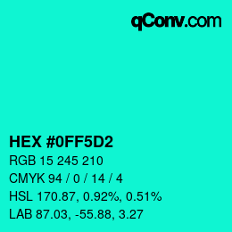 Color code: HEX #0FF5D2 | qconv.com
