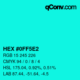 Color code: HEX #0FF5E2 | qconv.com