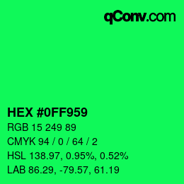 カラーコード: HEX #0FF959 | qconv.com