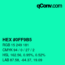 Color code: HEX #0FF9B5 | qconv.com
