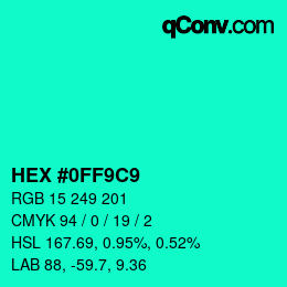 Color code: HEX #0FF9C9 | qconv.com