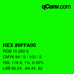 Color code: HEX #0FFA00 | qconv.com