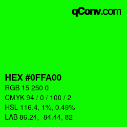 カラーコード: HEX #0FFA00 | qconv.com