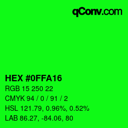 Color code: HEX #0FFA16 | qconv.com