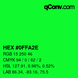 Color code: HEX #0FFA2E | qconv.com