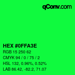 Color code: HEX #0FFA3E | qconv.com