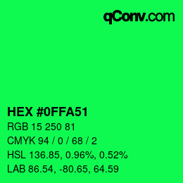 カラーコード: HEX #0FFA51 | qconv.com