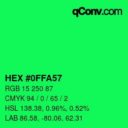 カラーコード: HEX #0FFA57 | qconv.com