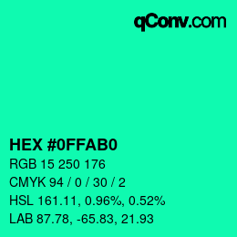 颜色代码: HEX #0FFAB0 | qconv.com