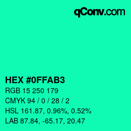 Farbcode: HEX #0FFAB3 | qconv.com