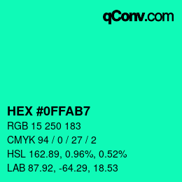 Color code: HEX #0FFAB7 | qconv.com