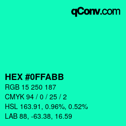 カラーコード: HEX #0FFABB | qconv.com