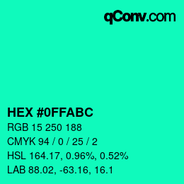 Color code: HEX #0FFABC | qconv.com
