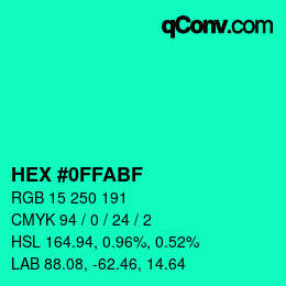 カラーコード: HEX #0FFABF | qconv.com