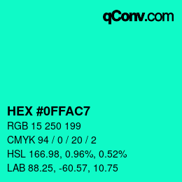 カラーコード: HEX #0FFAC7 | qconv.com