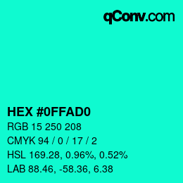 カラーコード: HEX #0FFAD0 | qconv.com