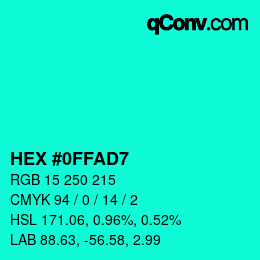 Color code: HEX #0FFAD7 | qconv.com