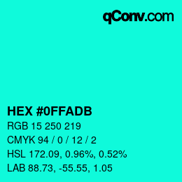 カラーコード: HEX #0FFADB | qconv.com