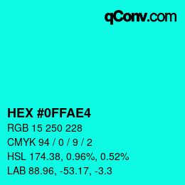 Color code: HEX #0FFAE4 | qconv.com