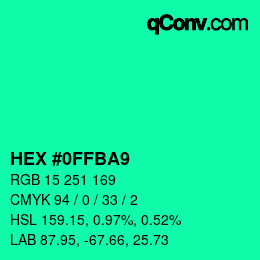 颜色代码: HEX #0FFBA9 | qconv.com