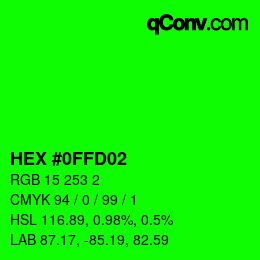 カラーコード: HEX #0FFD02 | qconv.com