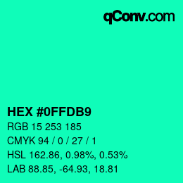 カラーコード: HEX #0FFDB9 | qconv.com