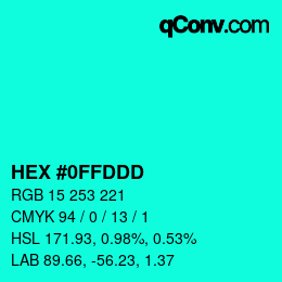 カラーコード: HEX #0FFDDD | qconv.com