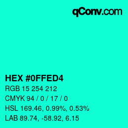 カラーコード: HEX #0FFED4 | qconv.com