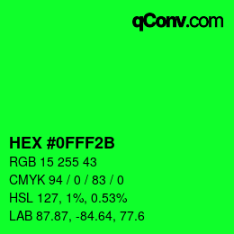 カラーコード: HEX #0FFF2B | qconv.com