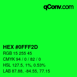 Color code: HEX #0FFF2D | qconv.com