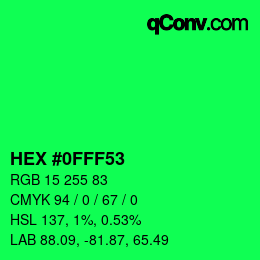 Color code: HEX #0FFF53 | qconv.com