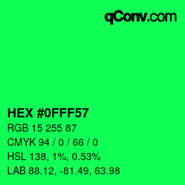 カラーコード: HEX #0FFF57 | qconv.com