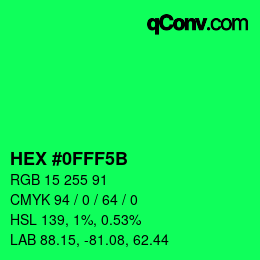 Color code: HEX #0FFF5B | qconv.com