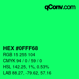 Color code: HEX #0FFF68 | qconv.com