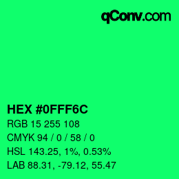 Color code: HEX #0FFF6C | qconv.com