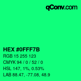 颜色代码: HEX #0FFF7B | qconv.com